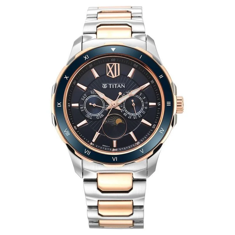Titan Regalia Premium Blue Dial Quartz Multifunction Stainless Steel Strap watch for Men (1688KM06)