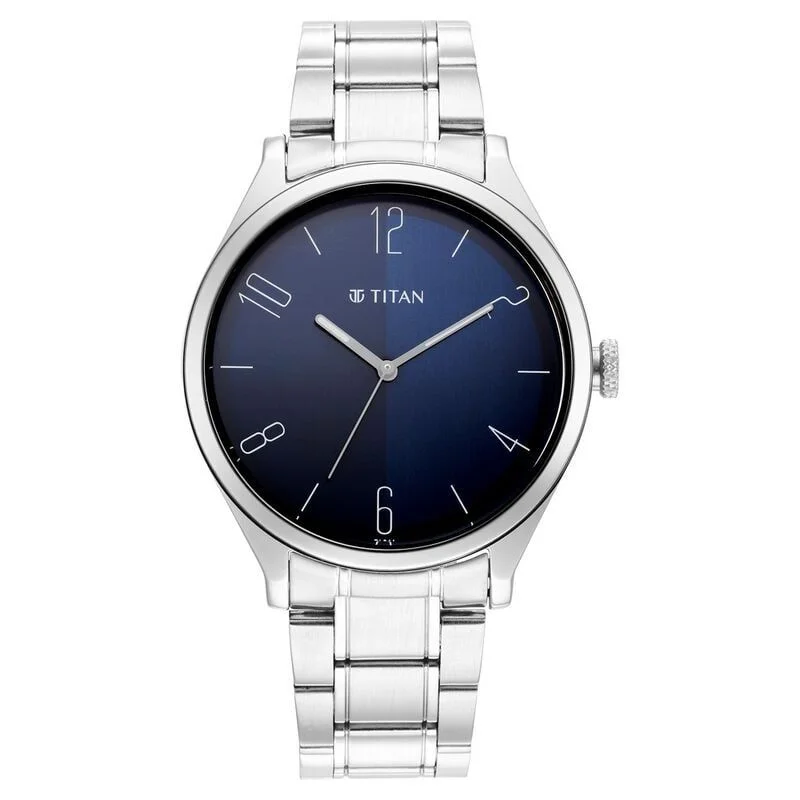 Titan Quartz Analog Blue Dial Stainless Steel Strap Watch for Men (NS1865SM01)