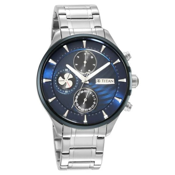 Titan Maritime Blue Dial Quartz Multifunction Stainless Steel Strap watch for Men (NS1873KM02)