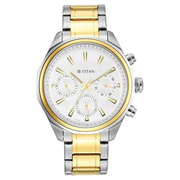 Titan Quartz Multifunction Silver Dial Stainless Steel Strap Watch for Men (NS1829BM01)