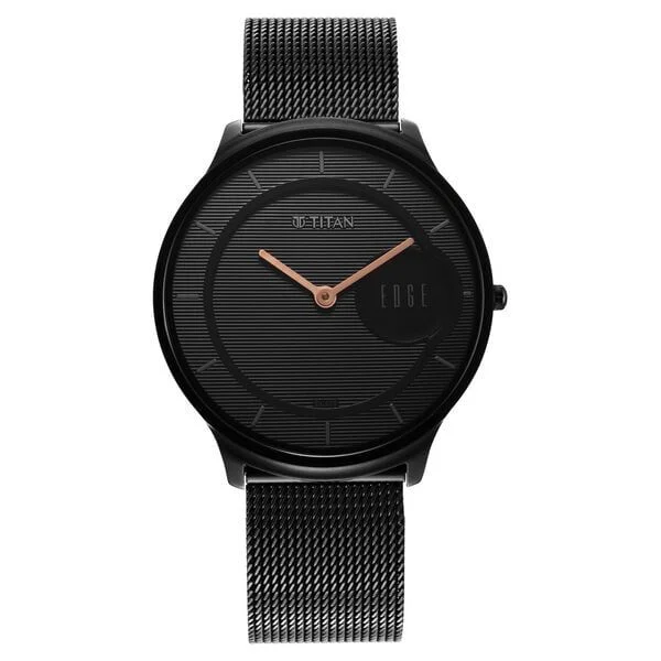 Titan Edge Baseline Black Dial Analog Stainless Steel Strap Watch for Men (NS1843NM02)