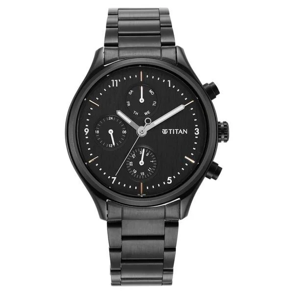 Titan Neo Black Dial Quartz Multifunction Stainless Steel Strap watch for Men (NR1803NM01)