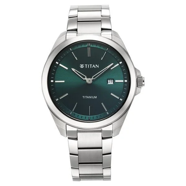 Titan Titanium Quartz Analog Green Dial Titanium Strap Watch for Men (90177TM02)