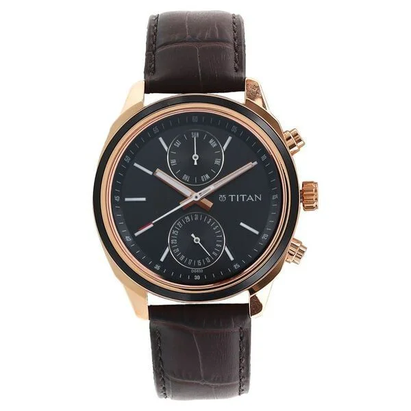 Titan Quartz Multifunction Leather Strap Watch for Men (NR1733KL03)