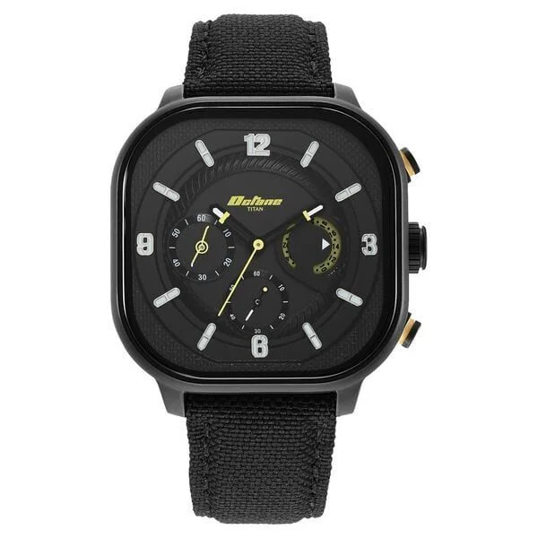 Titan Octane Aerobatics Black Chrono Fabric Strap Watch for Men (NS1856NL01)