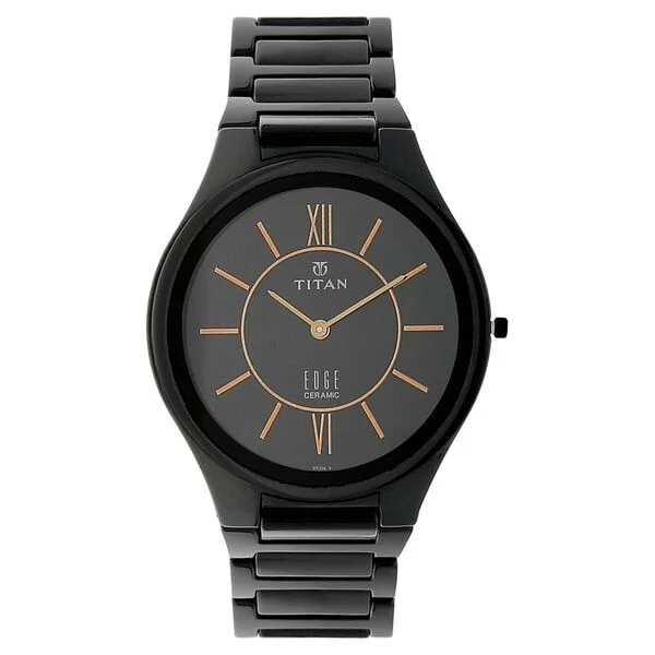 Titan Edge Ceramic Quartz in Rich Black Dial Watch for Men (NS1696NC01)