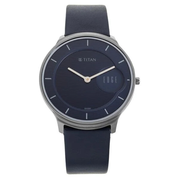 Titan Quartz Analog Blue Dial Leather Strap Watch for Men (NS1843QL01)