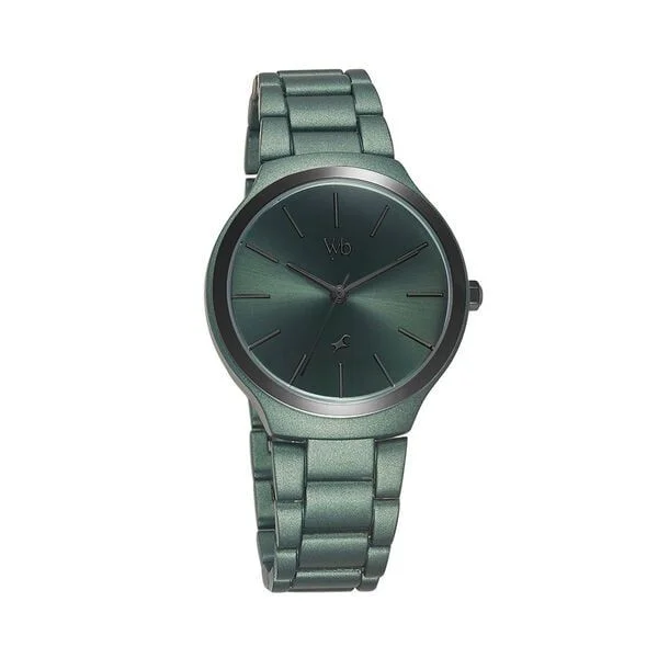 Fastrack Vyb Slayer Quartz Analog Green Dial Metal Strap Watch for Girls (FV60008KM03W)