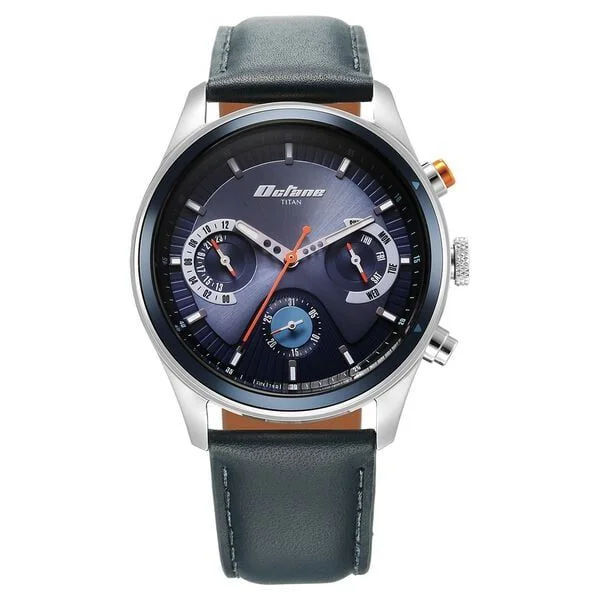 Titan Octane Quartz Multifunction Blue Dial With Blue Leather Strap Watch For Men (1805KL01)