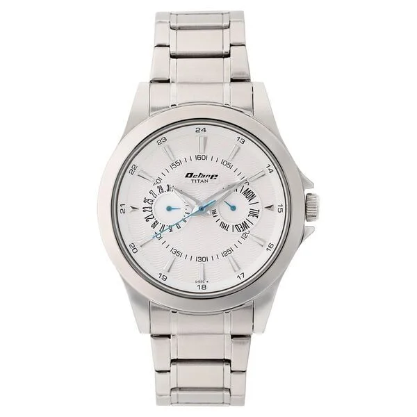 Titan Quartz Multifunction Silver Dial Stainless Steel Strap watch for Men (NN9323SM01)