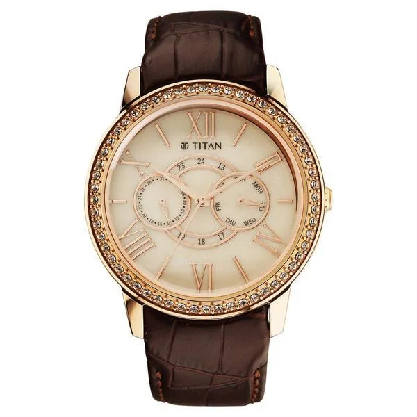 Titan Royale Quartz Multifunction Marble Dial Leather Strap Watch for Men (10002WL01)