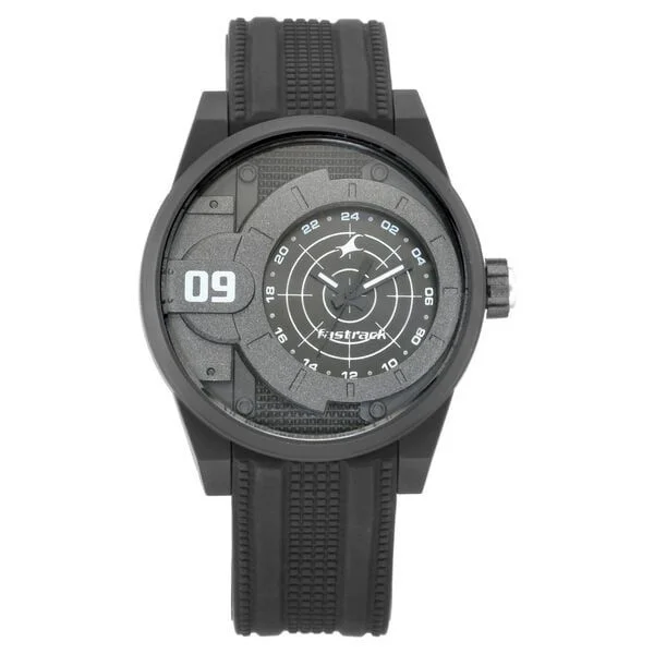 Fastrack Trendies Quartz Analog Black Dial Silicone Strap Watch for Guys (38058PP03)