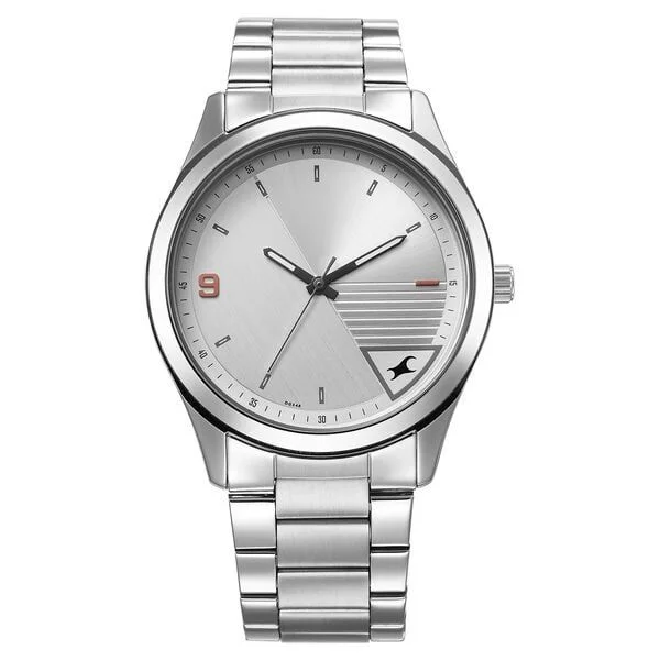 Fastrack Stunners Quartz Analog Silver Dial Silver Metal Strap Watch For Guys (3317SM01)