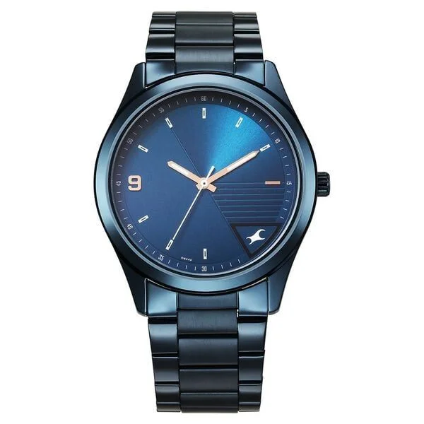Fastrack Stunners Quartz Analog Blue Dial Blue Metal Strap Watch For Guys (3317QM01)