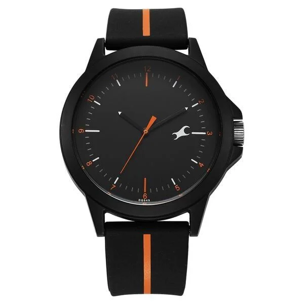 Fastrack Tees Urbanique Quartz Analog Black Dial Silicon Strap Watch For Unisex (38024PP79W)