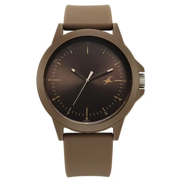Fastrack Tees Urbanique Quartz Analog Brown Dial Silicon Strap Watch For Guys (38024PP80W)