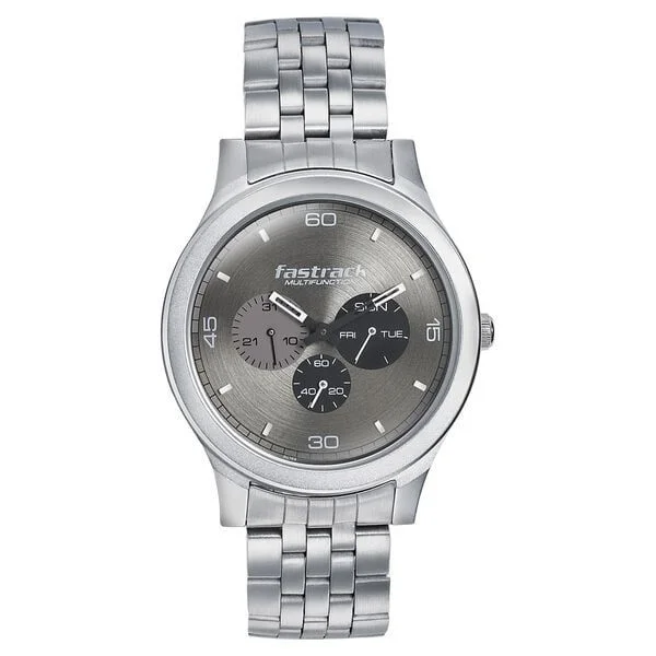 Fastrack Dial It Up Quartz Multifunction Grey Dial Stainless Steel Strap Watch for Guys (3252SM01)