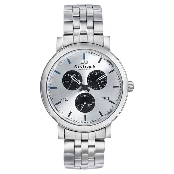 Fastrack Dial It Up Quartz Multifunction Silver Dial Stainless Steel Strap Watch for Guys (NR3238SM01)