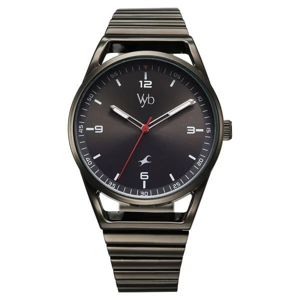 Fastrack Vyb Horizon Quartz Analog Grey Dial Grey Metal Strap Watch For Guys (FV30006QM01W)