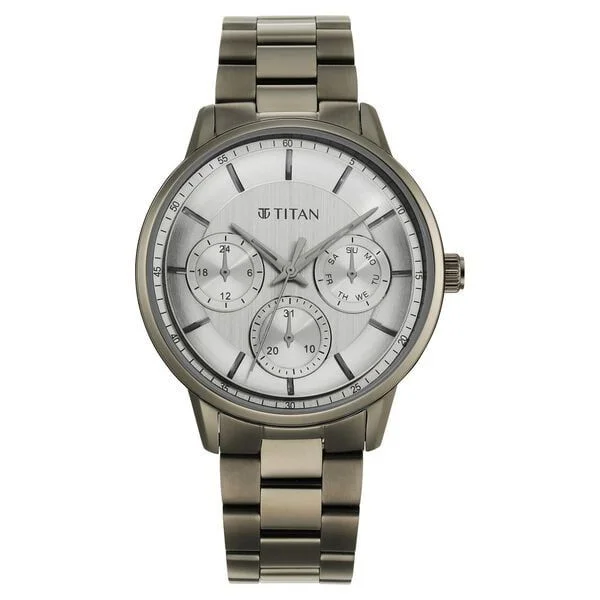 Titan Urban Magic Grey Dial Quartz Multifunction Stainless Steel Strap watch for Men (NS90133QM01)