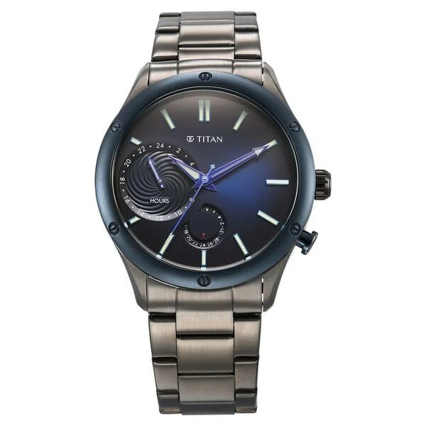 Titan Stellar Quartz Multifunction Blue Dial Stainless Steel Strap Watch for Men (NS10009KM01)