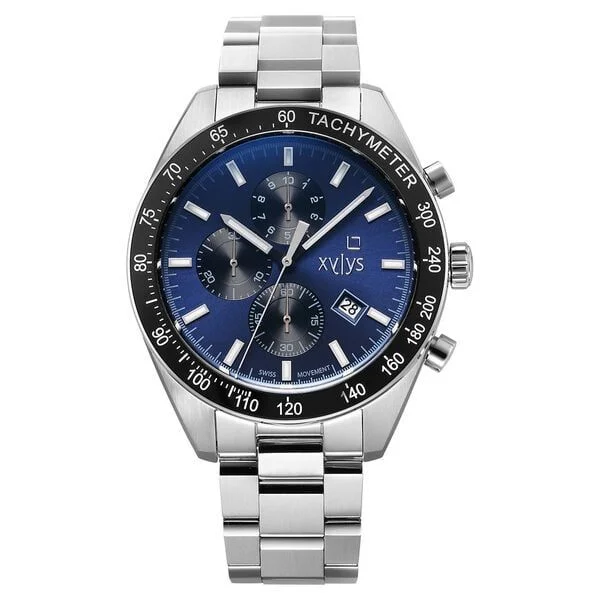 Xylys Quartz Chronograph Blue Dial Silver Stainless Steel Strap Watch For Men (40057SM01E)