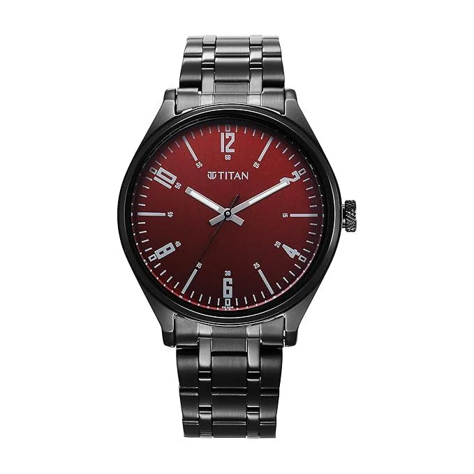 Titan Wrist Wit Quartz Analog Brown Dial Stainless Steel Strap Watch for Men (1802NM02)