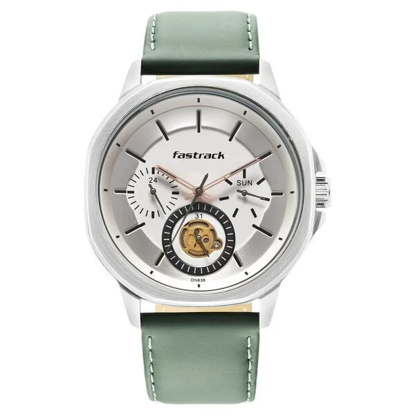 Fastrack 3303SL02 Exuberant Quartz Multifunction Blue Dial Leather Strap Watch for Guys