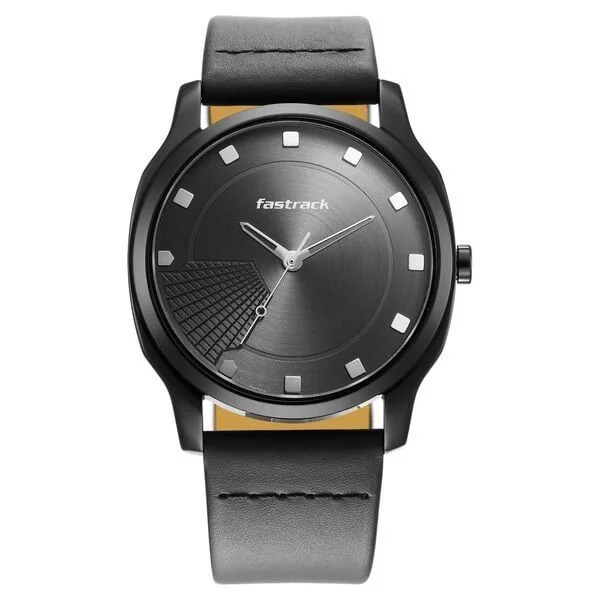 Fastrack Stunners Quartz Analog Anthracite Dial Leather Strap Watch for Guys (NS3255NL01)