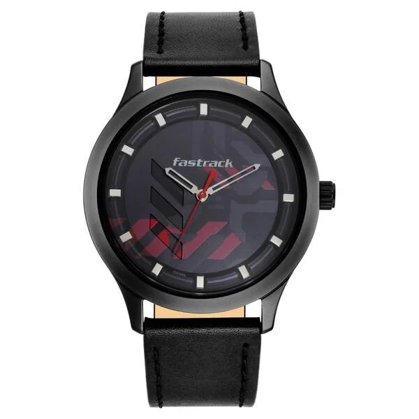 Fastrack Gamify Quartz Analog Grey Dial Leather Strap Watch for Guys (NS3250NL01)