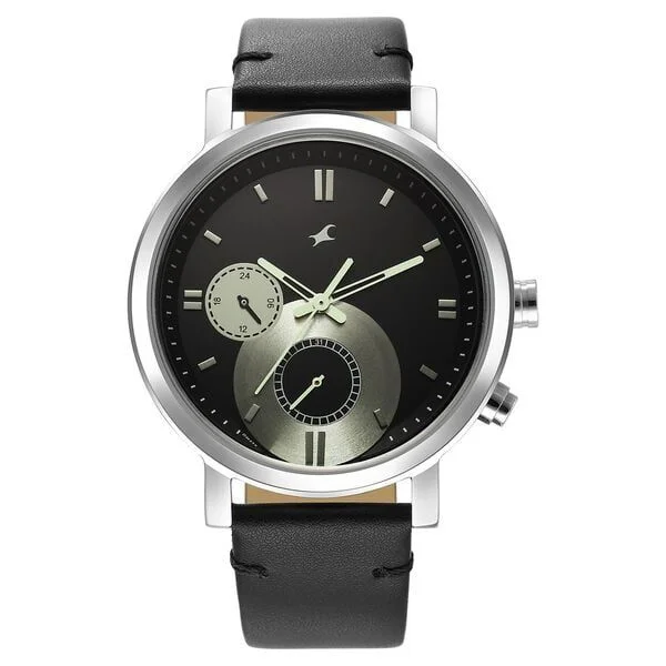 Fastrack Tick Tock Black Dial Quartz Multifunction Watch for Guys (NS3287SL04)
