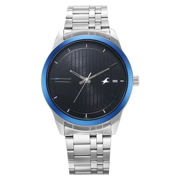 Fastrack Stunners Quartz Analog Black Dial Metal Strap Watch for Guys (3308KM02)