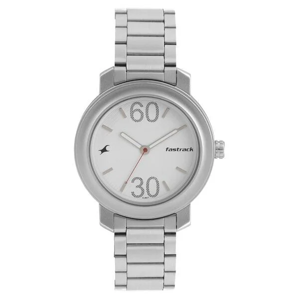 Fastrack Quartz Analog Silver Dial Stainless Steel Strap Watch for Guys - 3222SM01