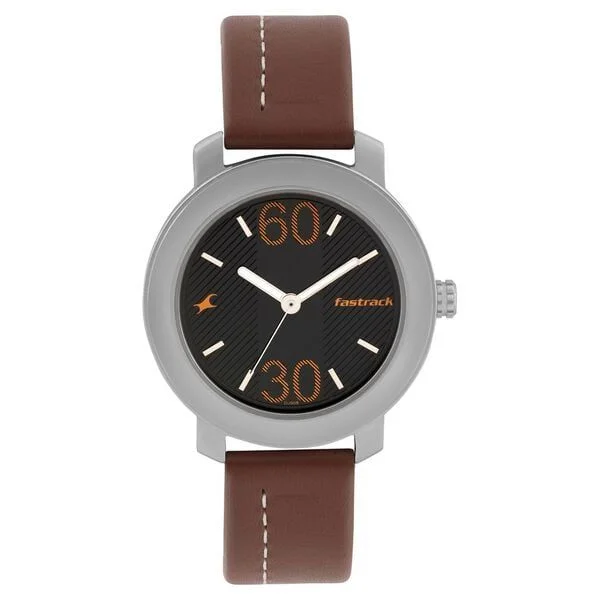 Fastrack Quartz Analog Grey Dial Leather Strap Watch for Guys - 3222SL01