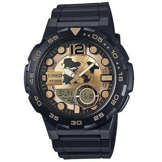 Casio Round world map dial watches for men (AEQ-100BW-9AV)