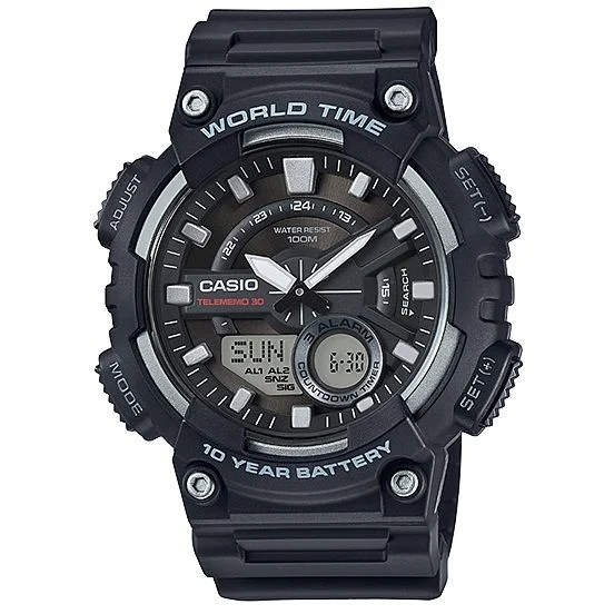 Gents watches with Tele memo and Dual Time- (AEQ-110W-1AV)
