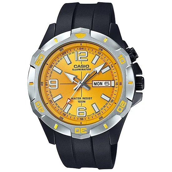 Yellow Casio Illuminator watches for men (MTD-1082-9AV)