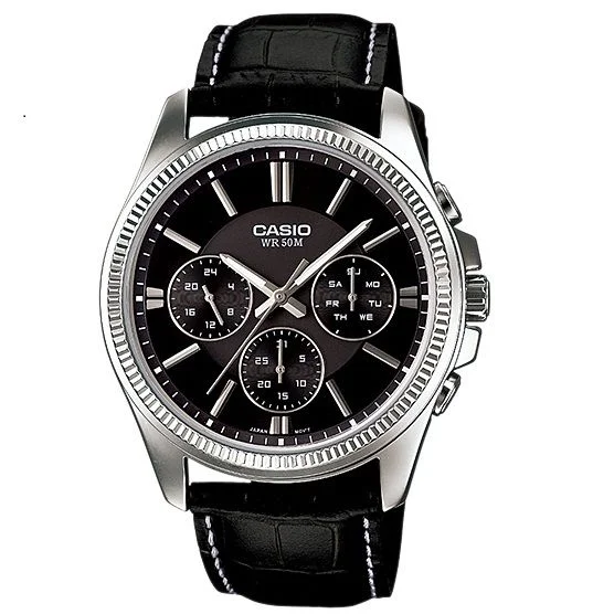 Casio elegant leather belt watches for men (MTP-1375L-1AV)