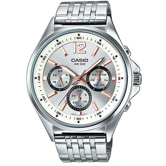 Casio White dial watch for men (MTP-E303D-7AV)