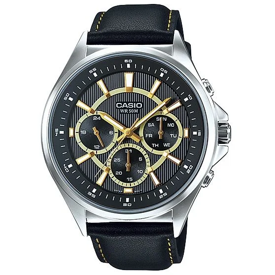 Casio multi functional leather belt watch (MTP-E303L-1AV)