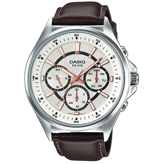 Casio genuine leather belt watch for men (MTP-E303L-7AV)
