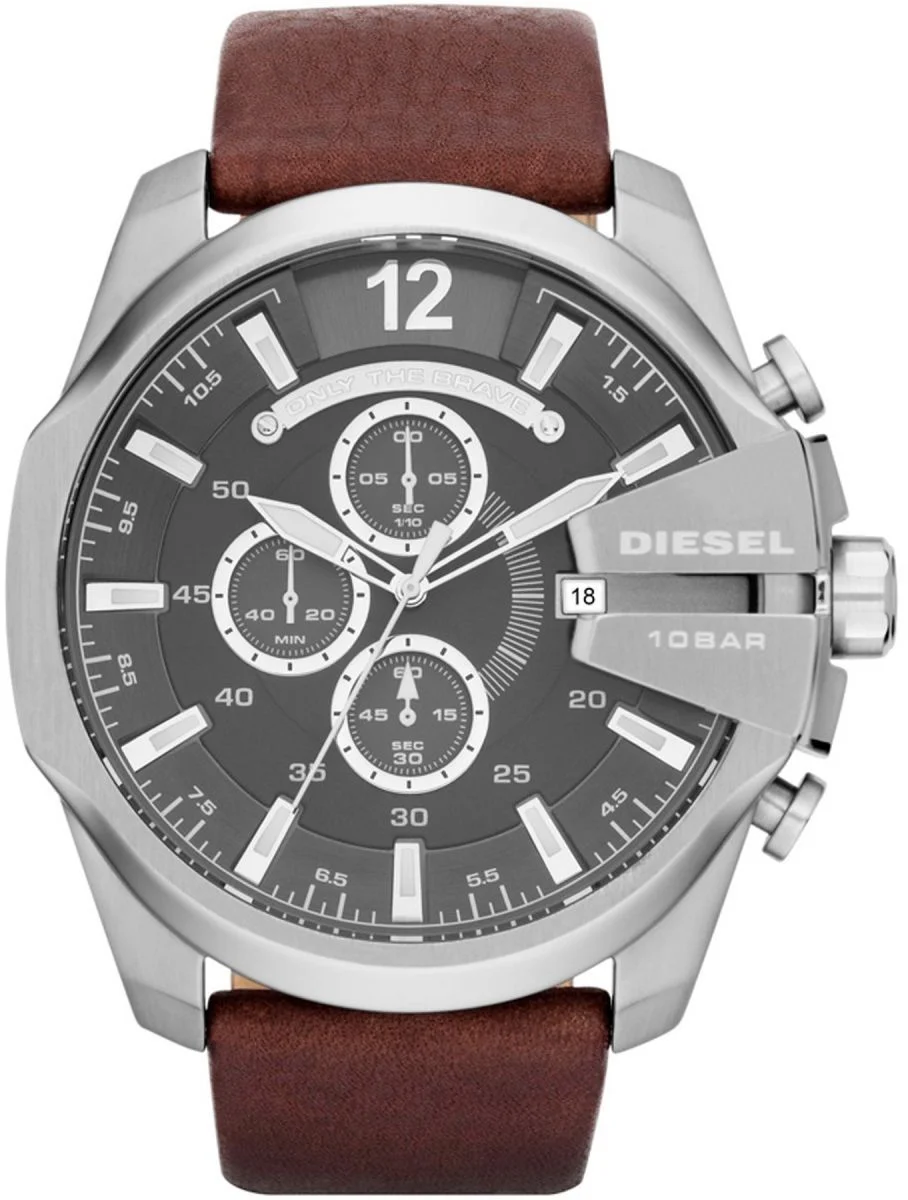 Diesel- DZ4290 Mega Chief Brown Leather Watch
