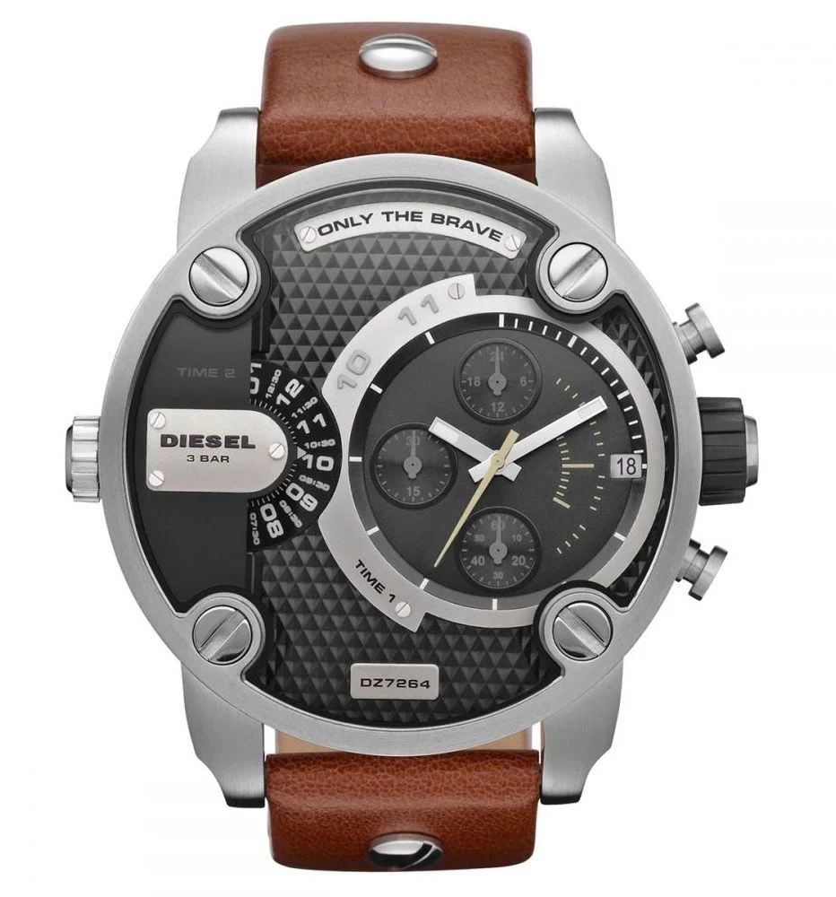 Black Dial Leather Band Diesel Watch - DZ7264