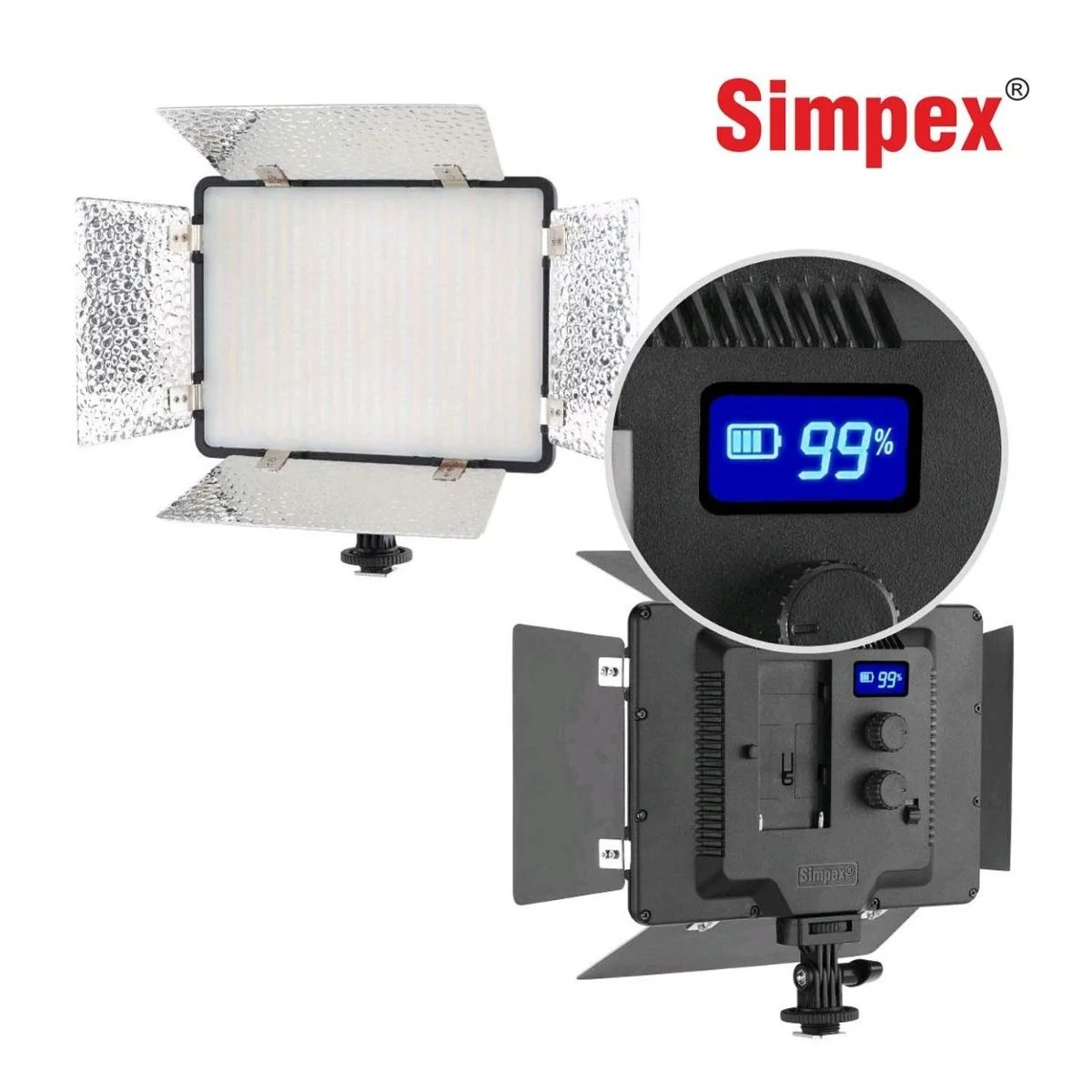 Simpex LED 720 with Barndoor ? Professional Ultra Slim, Dual Color LED Video Light with Battery and Charger